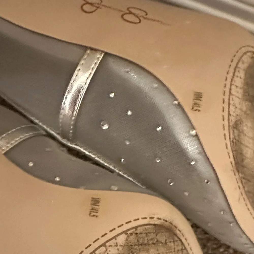 Jessica Simpson Silver Mesh Jewel Women's Heels - Picture 5 of 10